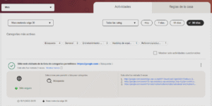 Panel de Historial Web de Norton Family